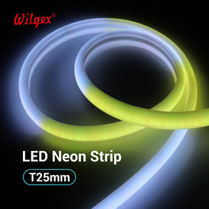 Bande <span class=keywords><strong>LED</strong></span> néon flexible T25 demi-rond B2 DIN4102-1 à faible émission de fumée, sans halogène, en silicone écologique, 24V, lumière uniforme - Product Image 6