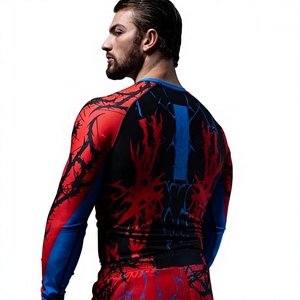 เสื้อรัดกล้ามเนื้อ MMA สำหรับผู้ชาย ขายดีที่สุด แบบขายส่ง สั่งทำได้ แห้งเร็ว ระบายอากาศได้ดี ผลิตจากผ้าสแปนเด็กซ์/โพลีเอสเตอร์ สำหรับกีฬาต่อสู้ คิกบ็อกซิ่ง ยิวยิตสู - Product Image 5
