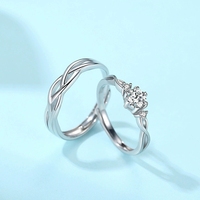 S925 Sterling Zilver Moissanite Paar Trouwring Set Gevlochten Twist Solitaire Zes-Prong Infinity Band Zijn Haar Cadeau Sieraden