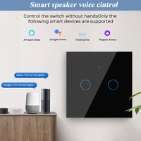 Zigbee Single line sakelar WiFi EU tanpa kapasitor Alexa dan sakelar dinding sentuh Google Home Panel kaca sakelar cerdas