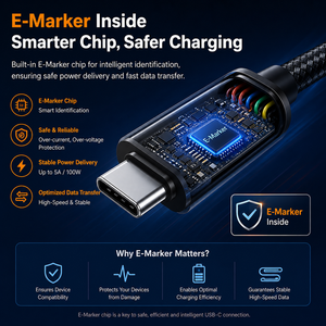 Cable de Datos LUNG KAY USB4, 240W PD3.1, Carga Rápida, 40Gbps, Compatible con Thunderbolt 4 y 3, Chip E-Marker, USB-C a USB-C, 0.5m - Product Image 4