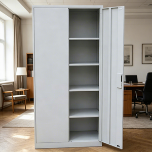 Armoire de rangement métallique moderne à 2 portes, 4 étagères, en acier durable, idéale pour le bureau, la maison, la chambre ou l'entrepôt – Meilleure vente - Product Image 6