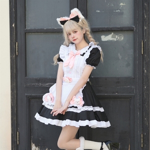 Vestido <span class=keywords><strong>de</strong></span> sirvienta original en blanco y negro, lindo estilo Lolita, uniforme <span class=keywords><strong>de</strong></span> cafetería, <span class=keywords><strong>para</strong></span> mujer, talla <span class=keywords><strong>grande</strong></span> - Product Image 3