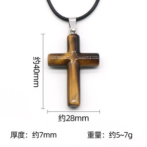 도매 40mm 치유 천연석 혼합 펜던트 큰 크로스 보석 크리스탈 스톤 목걸이 로프 체인 - Product Image 6