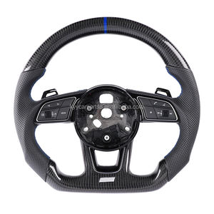 Volant de course de luxe en fibre de carbone avec surpiqûres rouges en cuir, compatible avec <span class=keywords><strong>Audi</strong></span> TT TTS TTRS <span class=keywords><strong>R8</strong></span> <span class=keywords><strong>V8</strong></span> V10 A6 A3 A5 - Product Image 1