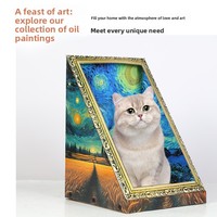 Maison à gratter pour chat en carton ondulé, avec cadre rectangulaire style peinture à l'huile vintage, pour chats d'intérieur toutes saisons