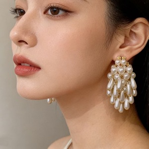 Pendientes de Araña Vintage con Perlas de Imitación Redondas Blancas y Borlas, Joyería de Fiesta para Mujer, Plata 925 - Product Image 4