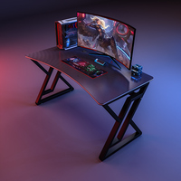 Escritorio de ordenador de oficina en casa, escritorio de estudio de estilo de carreras, mesa de escritorio de escritura de fibra de carbono de PC ergonómico extra grande con portavasos