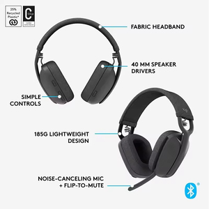 Casque sans fil Logitech Zone Vibe 100 certifié pour Teams Zoom, micro à réduction de bruit, léger, circum-auriculaire - Product Image 4
