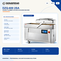 Machine d'emballage sous vide à double chambre DZQ-600 2SA, largeur de scellage 600 mm, pompe 100 m³/h pour viande, fromage, fruits de mer