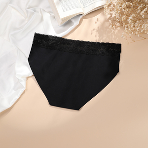 Rts sử dụng hàng ngày Laser Cut Ice Silk phụ nữ thoáng khí thoải mái ropa nội thất nhanh khô Giữa eo quần lót ren liền mạch - Product Image 4