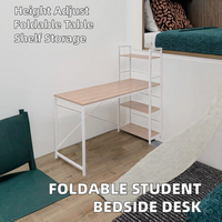 Table d'étude pliable pour étudiants avec bureau relevable, étagère extensible et pivotante