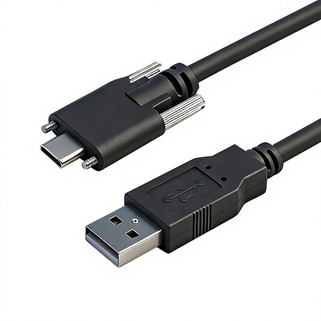 Industrial Camera USB2.0 to Type-C Data Cable with Lock Screw Fixed Panel High Flexible Drag Chain Shielded Copper