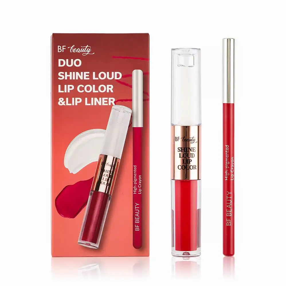 Fabriekslevering Hydraterende Multi-Use Organische Make-Up Custom Rode Lip Set Glossy Duo Shine Luid Lipkleur Lipliner Set