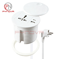 Prise de courant universelle 80 mm pour mobilier de bureau, prise de table avec charge rapide USB Type C, prise de bureau intelligente ronde pour la maison et le bureau