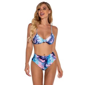 Bikini triangle taille haute personnalisé 2024, maillot de bain sexy populaire pour femmes avec motif imprimé, bikini deux pièces à nouer - Product Image 3