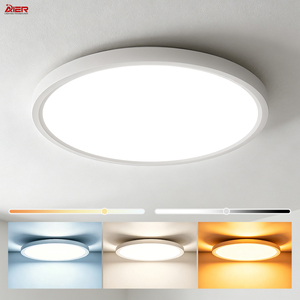 Plafonnier LED rond ultra-fin à montage encastré, 3 couleurs commutables pour salon, chambre, cuisine, hôtel, appartement - Product Image 1