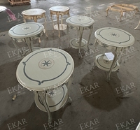 Table d'angle de salon classique en bois, design français, meuble de luxe classique sculpté, design rond, MDF, Table d'angle pour canapé