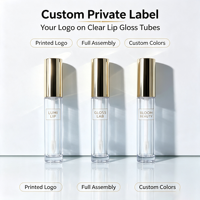 Emballage d'essai pour échantillon de gloss à lèvres de haute qualité, mini flacon de 1 ml avec bouchon à vis rose doré