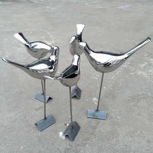 Escultura de Pájaro de Acero Inoxidable, 4 Piezas, para Montar en el Suelo, Figura de Animal Hecha a Mano para Exteriores - Product Image 1