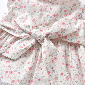 Combinaison d'été pour bébé fille, nouveau-né, en coton tricoté, smockée, broderie, sans manches, imprimé floral, couleur personnalisée, bouton - Product Image 5