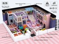 Équipement de terrain de jeu intérieur personnalisé, thème château, toboggan chiffres romains, piscine à balles, blocs de construction, tour, dôme, auvent suspendu, pour enfants FEC