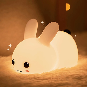Mini encantadora luz de noche de silicona de tacto suave Led recargable para niños lámpara de conejito luz de noche de animales de silicona - Product Image 1