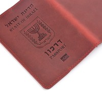 AIGUONIU sarung paspor kulit asli Israel, dompet bepergian uniseks Vintage, tempat kartu kredit RFID, penutup paspor Ibrani untuk pria dan wanita
