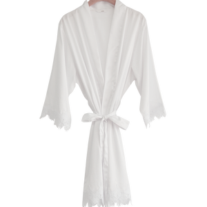 فستان لوصيفات العروس من الحرير والساتان, فستان لوصيفات العروس من الحرير والساتان غير اللامع مزين بالدانتيل بتصميم الكيمونو يصلح كهدية للعروس في الصباح - Product Image 4