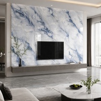 WYRAX Lembaran Marmer UV Abu-abu Muda Carrara untuk Dinding TV Ruang Tamu Apartemen, Pelapis Interior Apartemen Modern, Tebal 2.8mm, Ukuran 4x8ft