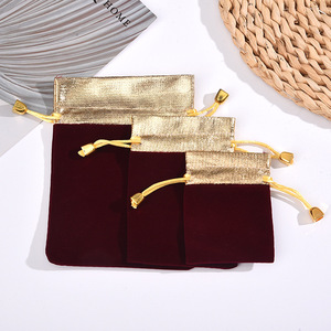Gold Drawstring Closure <b>Pouch</b> Gift Velvet Bag for Jewelry Packaging X-mas Holiday - Product Image 5