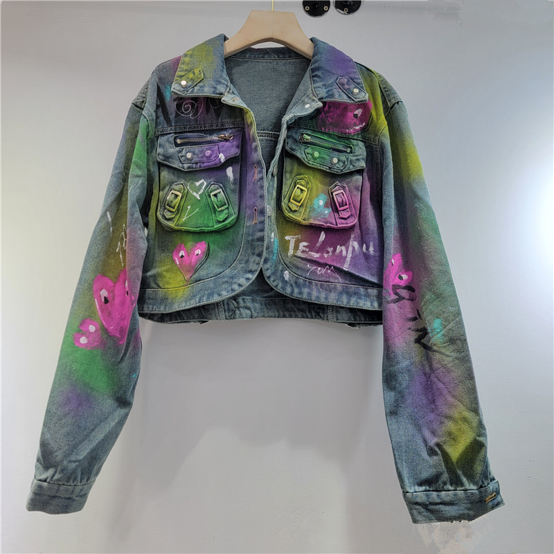 Custom Spray Paint Denim Jackets - High Street Fashion