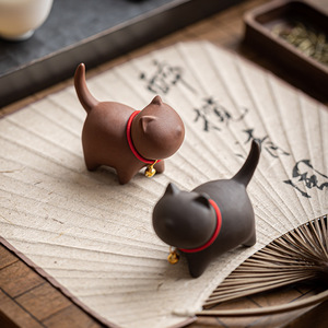 Ornamento a Forma di Gattino in Argilla Zisha Yixing, Ecologico e Portatile, Portapenne/Coperchio per Set da Tè Gongfu, Modello CC-002 - Product Image 2