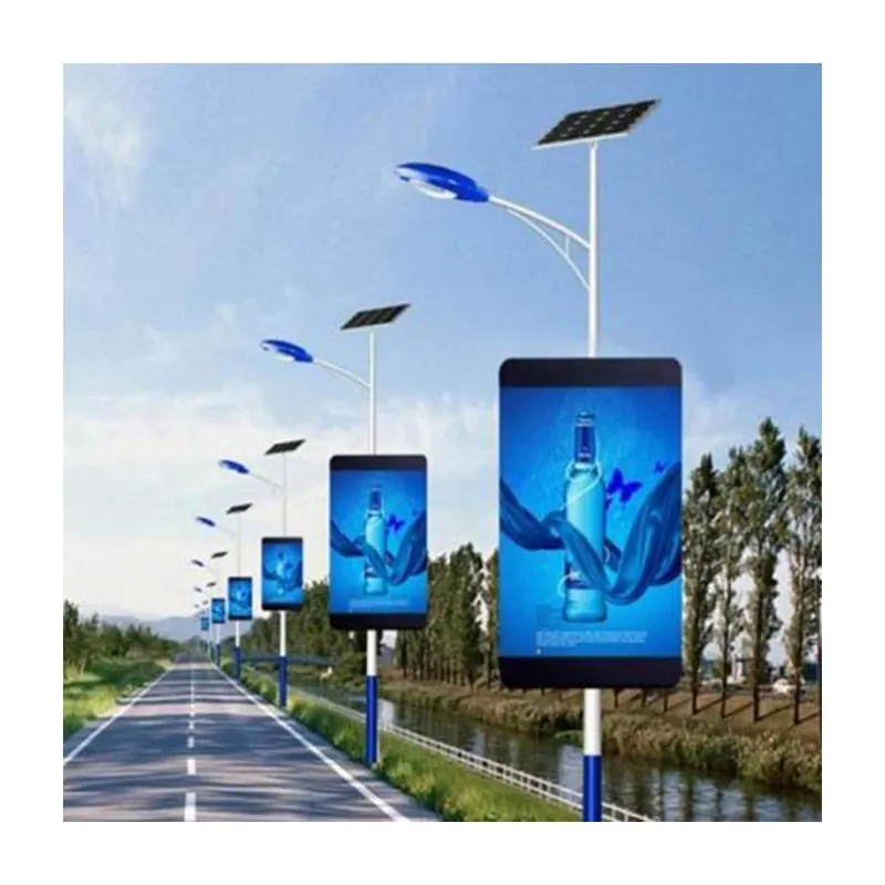 Full Color Advertising Wireless Wifi Control P4 Outdoor Street LED Light Pole Display Screen