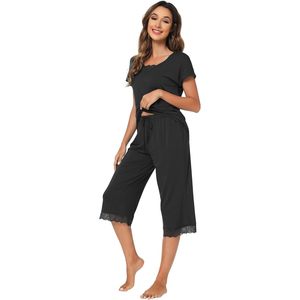 Conjunto de Pijama de Verano para Mujer al por Mayor, Top de Viscosa de Bambú Suave, Pantalones Capri, Ropa de Dormir, Ropa de Estar por Casa, Tallas S-XXL - Product Image 3