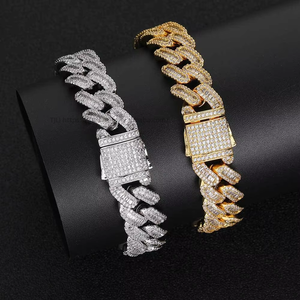 Bijoux Hip Hop, bracelet pour homme en chaîne cubaine avec fermoir à ressort de 12 mm, zircon mélangé, Tanjing - Product Image 4