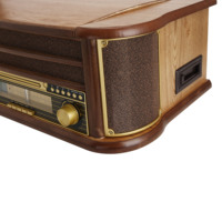 Tocadiscos Todo en Uno de Madera MDF, Reproductor de Vinilo con Sonido Estéreo, Reproductor de Casetes, CD, USB, SD, Radio AM/FM, Fonógrafo