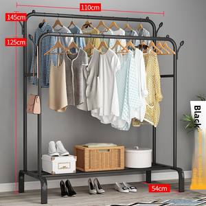 حامل معاطف حديث مزدوج الصف قائم بذاته مصنوع من الفولاذ الكربوني بتصميم موفر للمساحة لتعليق القبعات والحقائب والمعاطف - Product Image 2