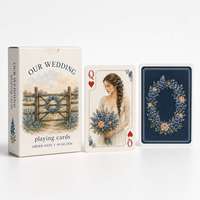 Cartes à jouer personnalisées Texas Bluebonnet pour mariage, portrait de couple en aquarelle, jeu de poker 57 x 87 mm, papier couché 300 g/m²