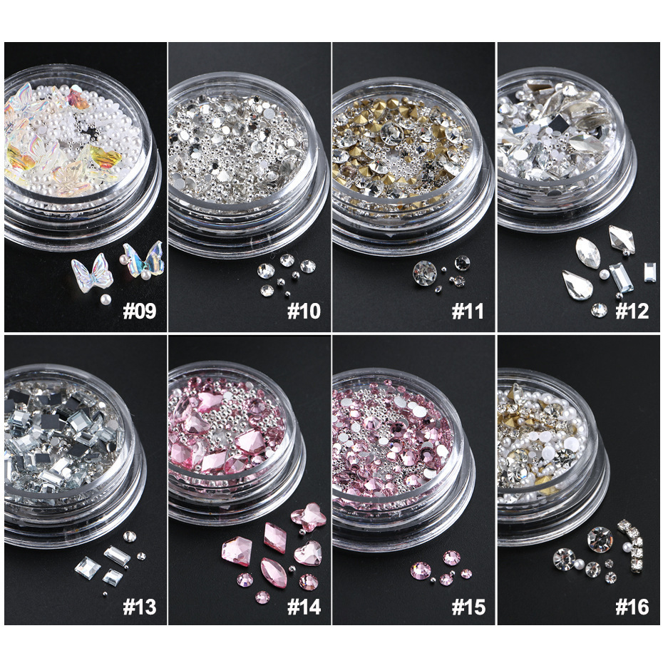 N&BF Strasssteine Für Nail Art – Mix Aus Kristallen, Herzen & Glitzer, Für French Maniküre, Gel-Nägel Und Nageldesign