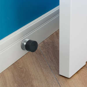 Tope de puerta autoadhesivo, protector de pared, Tope de puerta negro de goma de acero inoxidable montado en la pared - Product Image 5
