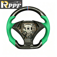 Volant de sport en cuir perforé personnalisé RPPF avec fibre de carbone, 3 branches, diamètre 390 mm pour E60/E63 525i/530i