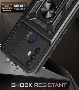 Vente chaude Armure Kickstand Ring Holder Support De Voiture Noir Camshield Téléphone Cas pour <span class=keywords><strong>TCL</strong></span> 30SE - Product Image 3