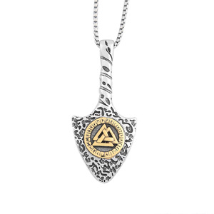 yunnique Pendentif Lance Runic Viking en Acier Inoxydable, Collier pour Homme Bicolore Or, Chaîne de Pull, Cadeau - Product Image 5