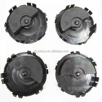 Shuntour – Lot de 4 nouveaux enjoliveurs de moyeu flottants en ABS et aluminium, noirs et bleus, 75 mm, pour Mercedes Benz, AUDI, VW