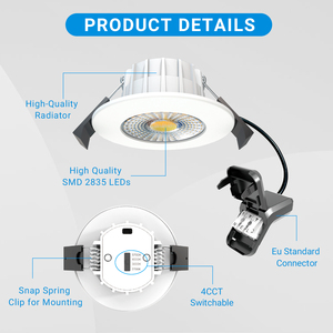 Mini Lámpara <span class=keywords><strong>LED</strong></span> COB Empotrable en Techo, Estándar Europeo, 6W, 220-240V, Alto CRI≥80, <span class=keywords><strong>para</strong></span> <span class=keywords><strong>Cocina</strong></span>, Regulable, Superventas - Product Image 3