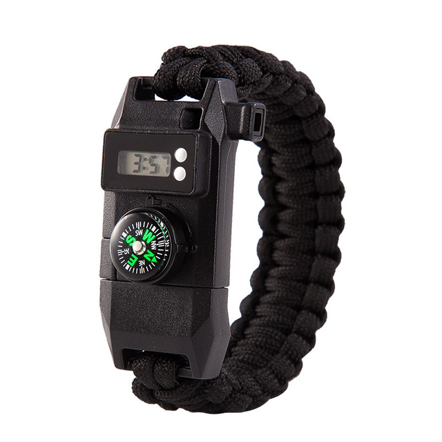 Anthrive Outdoor Tactical Paracord Bracelet With Flint Fire Starter Whistle Knife Scraper Compass