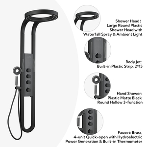 <span class=keywords><strong>Colonne</strong></span> <span class=keywords><strong>de</strong></span> douche murale noire en plastique, grande, ronde, anti-corrosion et résistante à la rouille, pour <span class=keywords><strong>salle</strong></span> <span class=keywords><strong>de</strong></span> <span class=keywords><strong>bain</strong></span> - Product Image 1