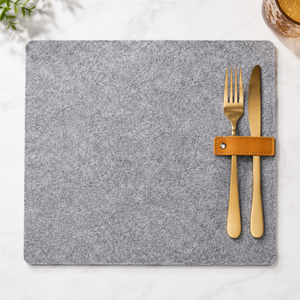 Hochwertige Maßgefertigte Bohemian Filz-Tischuntersetzer und -Tischsets, Waschbare Stoffunterlagen mit Personalisiertem Lederlogo - Product Image 5