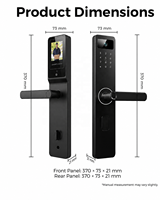 Cerradura Inteligente con Huella Dactilar y Código, Acceso por Wi-Fi, Control por Aplicación Tuya, Idiomas Personalizables, Servicio de Logotipo, Aluminio